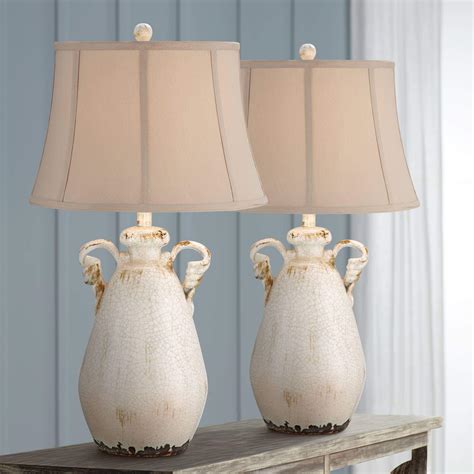 Isabella Country Cottage Jar Table Lamps Tall Set Of Crackled