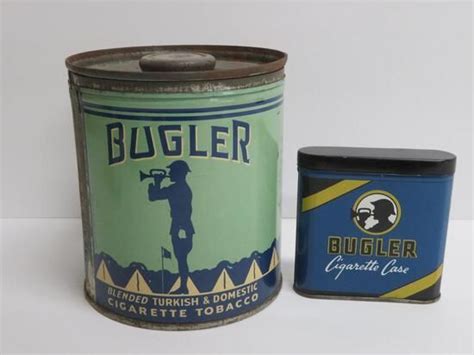 Bugler Pocket Tin And Round Cigarette Tobacco Tin Art Antiques
