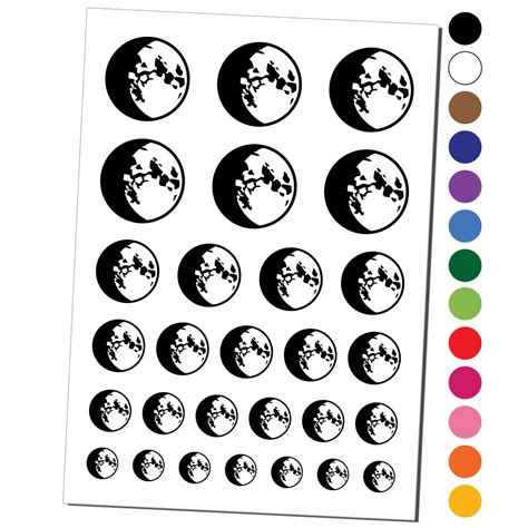 Waxing Gibbous Moon Phase Water Resistant Temporary Tattoo Set Fake
