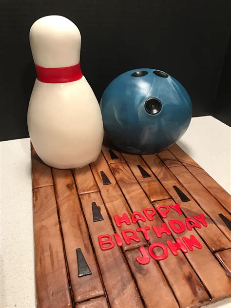 Chocolate Bowling Ball and Bowling Pin Cake | Bowling birthday cakes, Dad birthday cake, Bowling ...