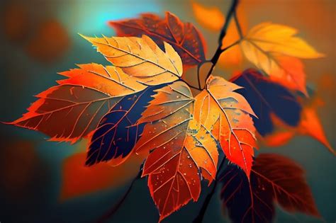 Premium Ai Image Orange Autumn Leaves Background With Very Shallow