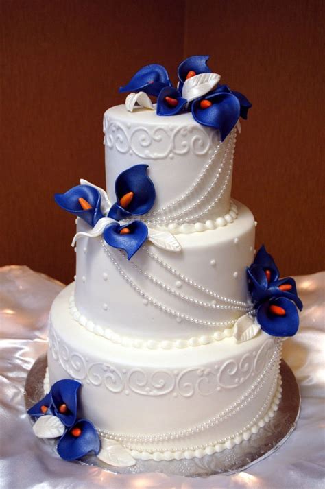 Image Result For Royal Blue And Burnt Orange Wedding Cake With Flowers