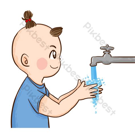 Painted Little Boy Washing Hands Can Be Commercial Elements Png