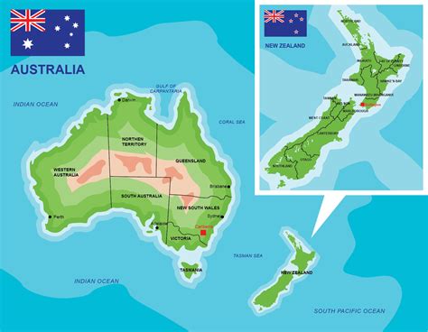 Australia New Zealand Map Vector Art Icons And Graphics For Free Download