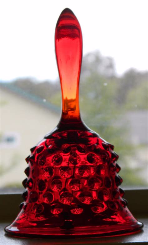 Beautiful Vintage Fenton Art Glass Ruby Red Hobnail Bell