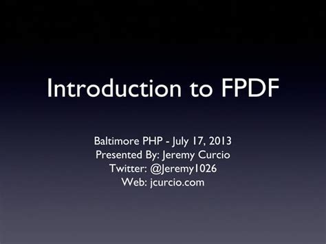 Introduction To Fpdf Ppt