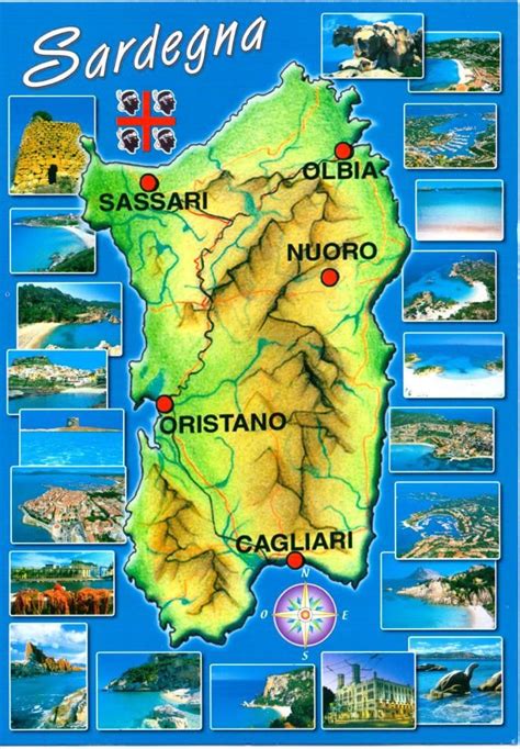 Sardinia Postcard Map Sardinia Italy Sardinia Travel