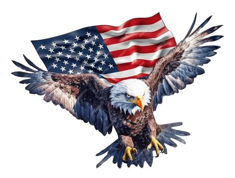 Premium Photo Bald Eagle Flying In Fron Of Usa Flag Illustration