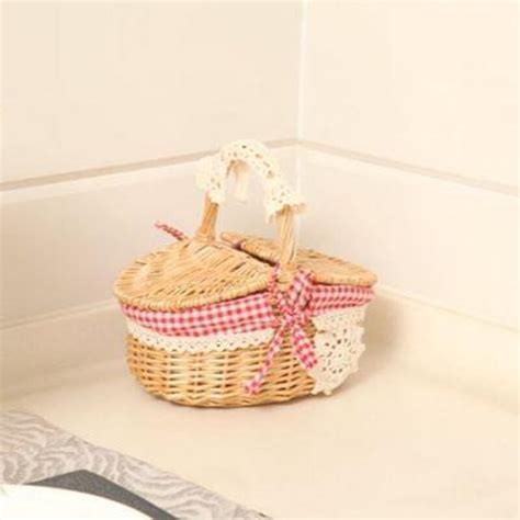 Wicker Willow Woven Picnic Basket Hamper With Lid Grandado