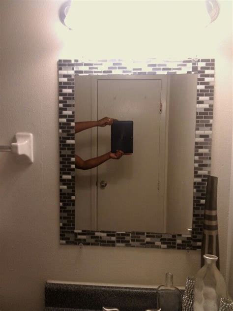 Gel Peel And Stick Tile Framed Mirror Stick On Tiles Bathroom Bathroom Mirrors Diy Stick On