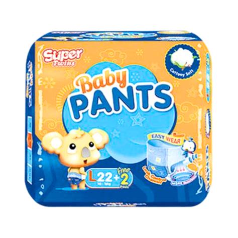 Super Twins Baby Pants Diaper Big Pack Large 22s 2 Free Pads