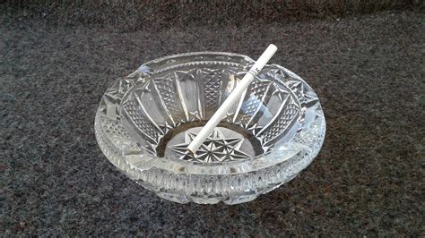 Vintage Glass Ashtray 1960 Old Glass Ashtray Clear Glass Etsy