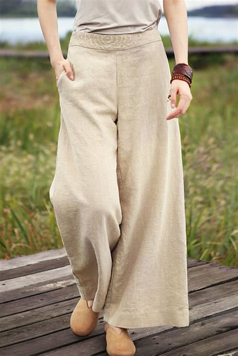 Women Loose Wide Leg Linen Long Pants K7051 In 2023 Wide Leg Linen