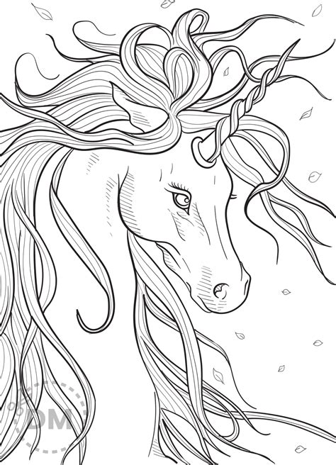 Unicorn Head Coloring Page For Teens And Adults Diy