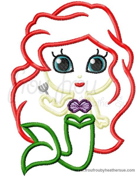 Ariah Mermaid Cutie Little Princess Mermaid Machine Applique Embroidery