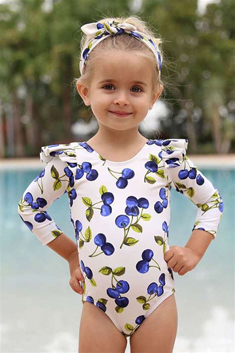 Blueberry Print One Piece Swimsuit For Toddler Girls And Girls