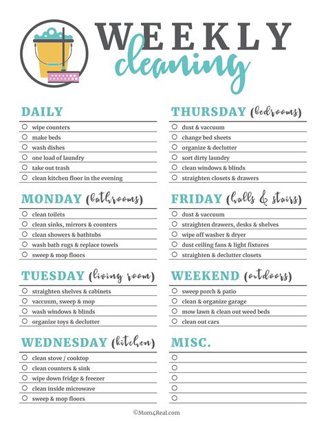Printable Cleaning Checklists Daily Weekly Monthly Tasks