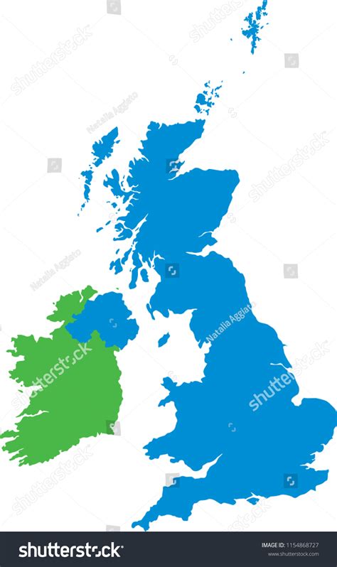 United Kingdom Ireland Flat Map Stock Vector Royalty Free 1154868727