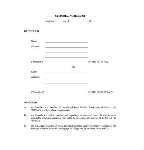 11 Custody Agreement Templates Free Sample Example Format Download