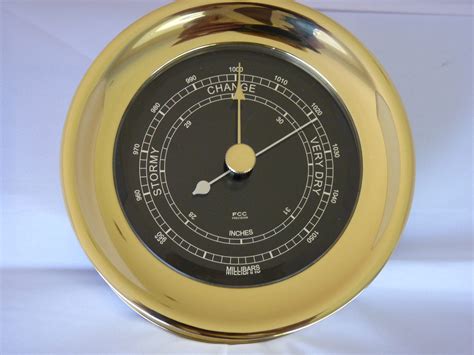 Brass Barometer Black Dial Face Fcc Precision