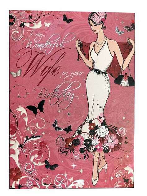 Wife Happy Birthday Card Elegant Lady Design Large Lovely Verse 5038720026432 Ebay