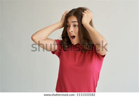 Woman Holds Her Head Her Hands Stock Photo 1115333582 Shutterstock