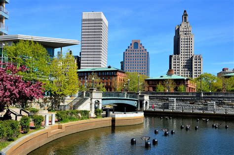 Downtown View From Waterplace Park In Providence Rhode Island