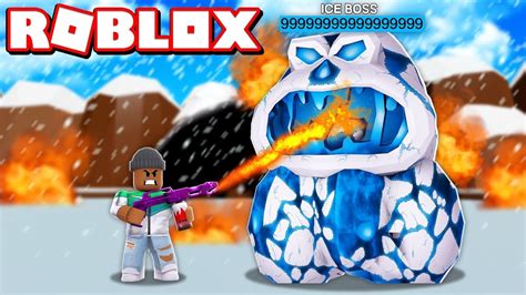 Fighting A 999999999 Power Ice Boss In Roblox Youtube