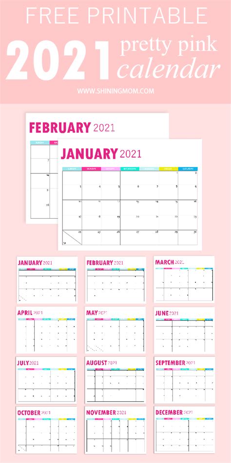 Here you can explore hq 2021 monthly calendar transparent illustrations, icons and clipart with filter setting like size, type. 2021 Monthly Calendar Printable: So Pretty in Pink!