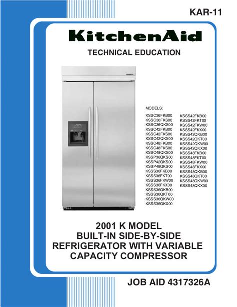 Kitchenaid Refrigerator Service Manual For Models Kssc