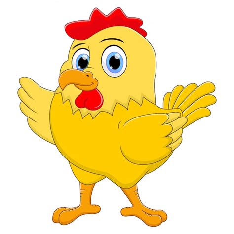 premium vector cute chicken cartoon waving