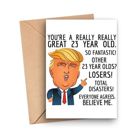 23rd Birthday Card Funny 23rd Birthday Card Trump 23 Year Etsy