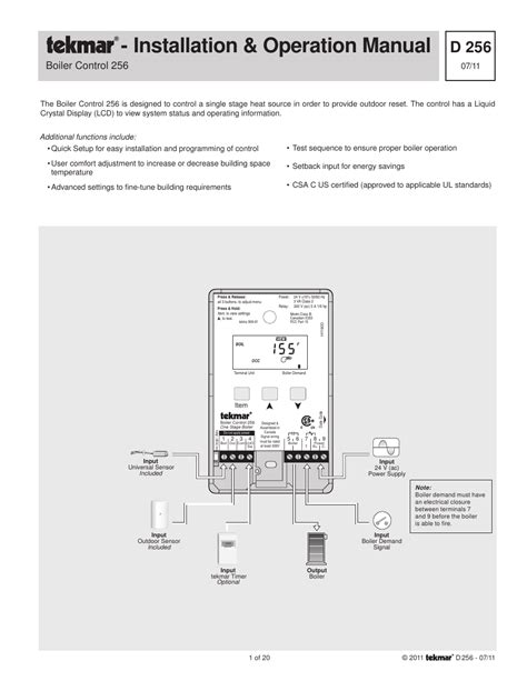 Tekmar Boiler Control 256 Manual