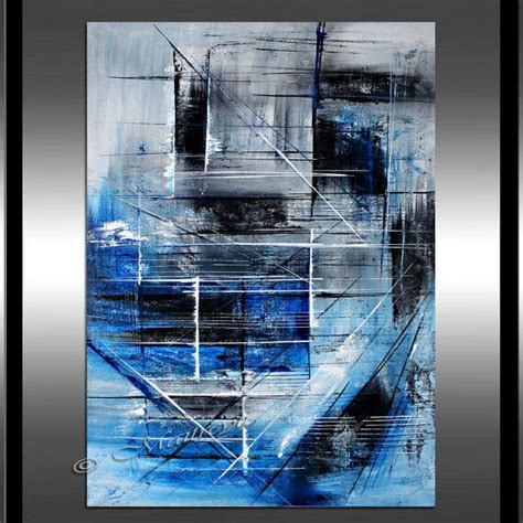 Blue Abstract Painting Classic Blue Modern Textured Wall