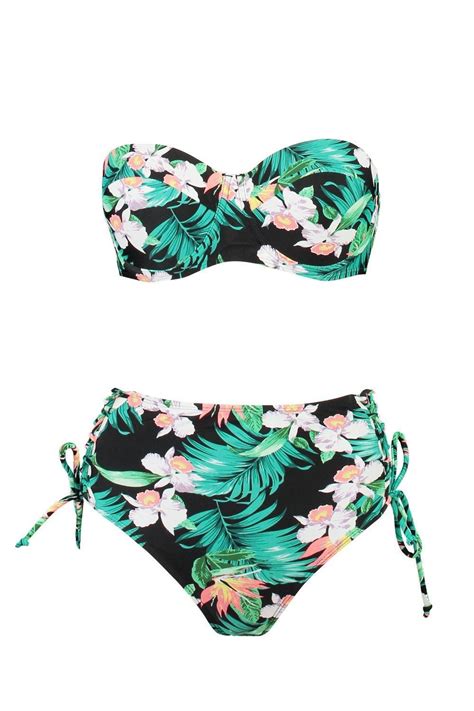Tropical Flower Lace Up Underwired Bikini Bikinis Underwired Bikini