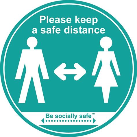 Please Keep Safe Distance Floor Graphic Turquoise 400mm Dia