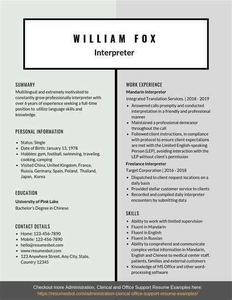 Interpreter Resume Samples And Templates Pdfdoc 2024 Rb Resume