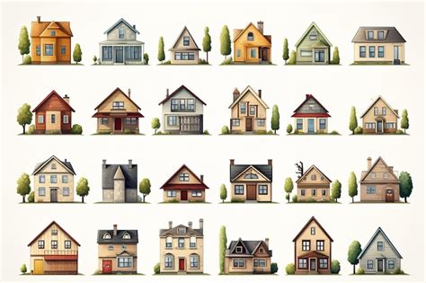 Premium Vector Set Colorful Country Town Houses With Roof Suburban