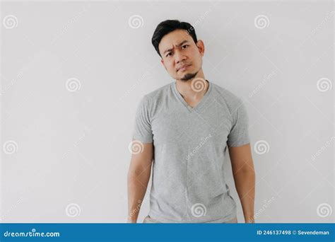 Worries Face Expression Of Man Who Got Problem Isolated On White