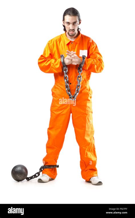 Criminal In Orange Robe In Prison Stock Photo Alamy