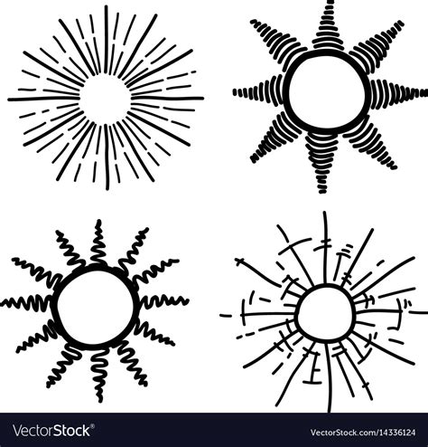 Sun Ray Hand Drawing Royalty Free Vector Image