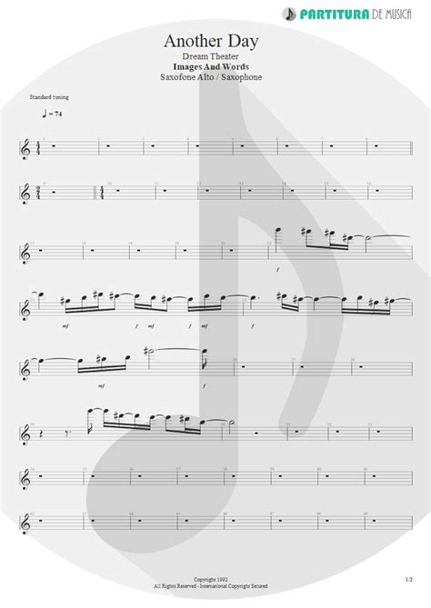 Procurando uma canção ou artista? Partitura de musica - Saxofone Alto | Another Day | Dream Theater | Images and Words 1992