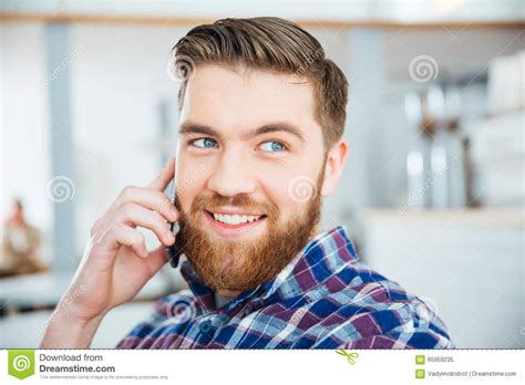 Man Talking On The Phone In Coffee Shop Stock Image Image Of Coffee