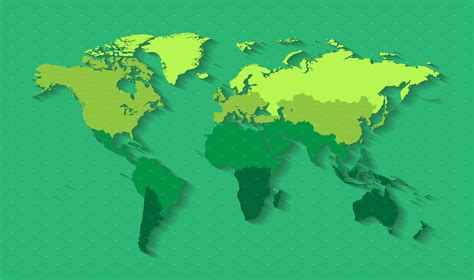 Wrold Map With Countries Green Custom Designed Graphics ~ Creative Market