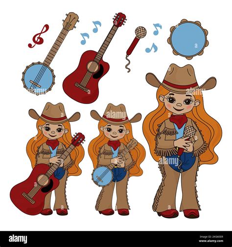 Cowgirl Guitar Stock Vector Images Alamy
