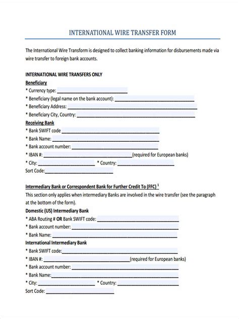 Wire Transfer Instructions Template