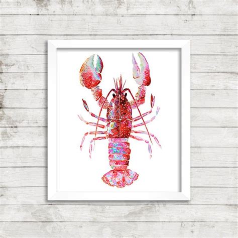 Lobster Watercolor Print Red Lobster Lobster Illustration Etsy