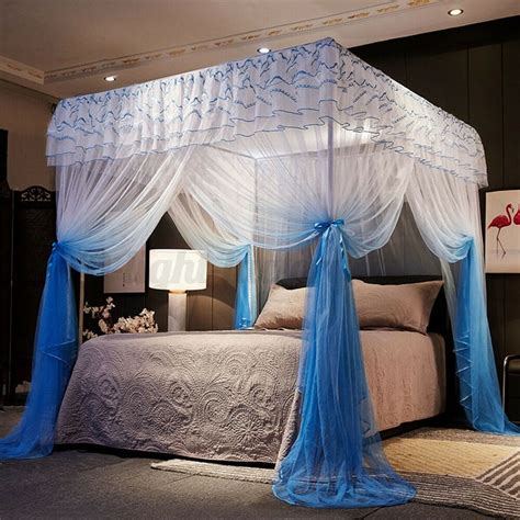 Update your existing canopy bed with these dreamy panels. 4 Corner Post Canopy Mosquito Net Lace Princess Netting ...
