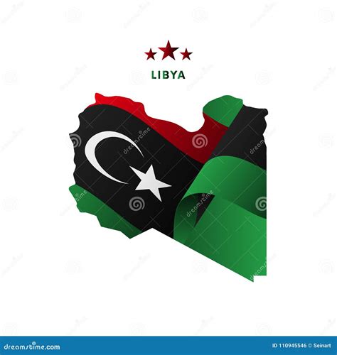 Libya Map With Waving Flag Vector Illustration Stock Vector