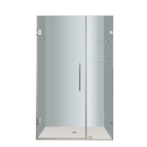 aston nautis gs 36 in x 72 in completely frameless hinged shower door with glass shelves